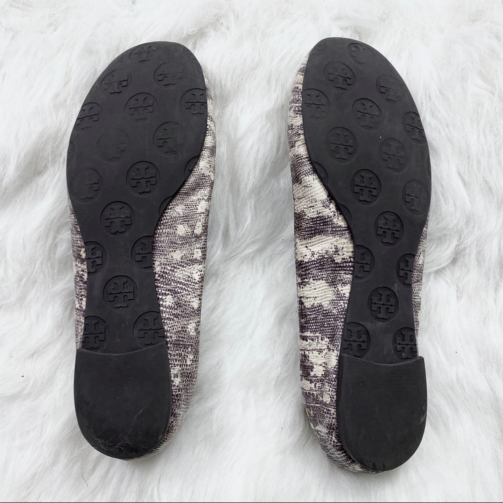 Tory Burch Lizard Embossed Leather Reva Flats - Picture 3 of 7